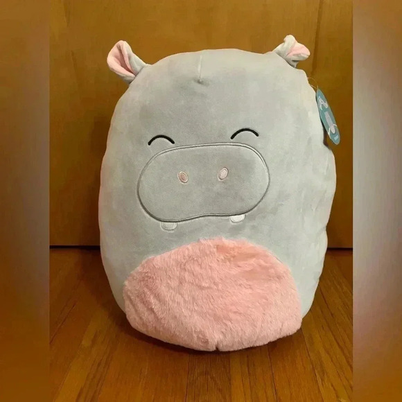 Squishmallow Harrison the Hippo Grey and Pink 16 inches NWT - Picture 2 of 11